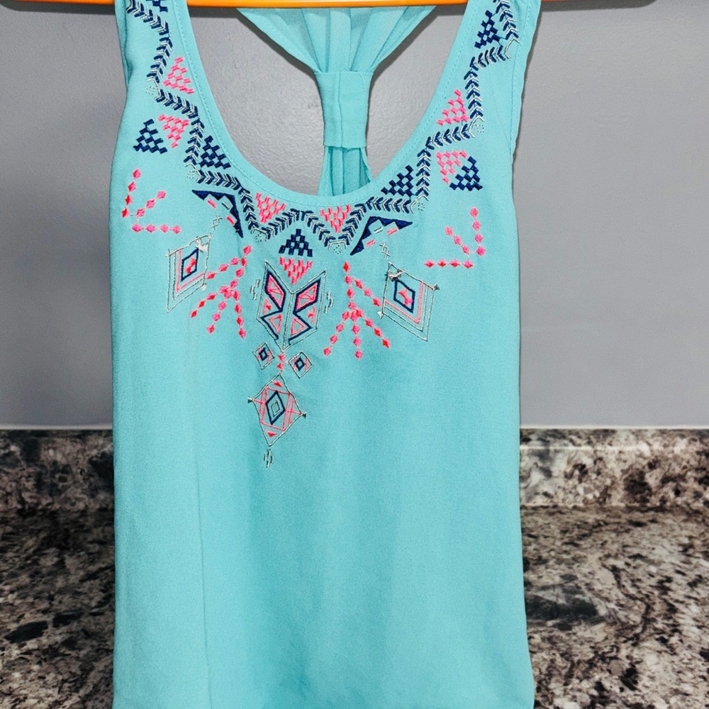 BUNDLE OF 2 tanks tops L.L. Bean Turquoise Embroidered Tank Top and yellow tank